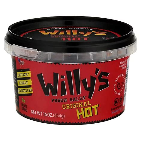 Willys salsa - Willy's fresh produce refrigerated salsa is all natural with mild heat. Our product is non GMO, naturally gluten-free and certified vegan, With loads of cilantro and authentic Mexican style, this is a winning addition to your meal or party. 